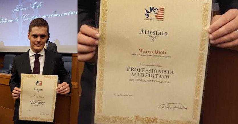 Attestato Di Professionista Accreditato Presso La Fondazione Italia Usa